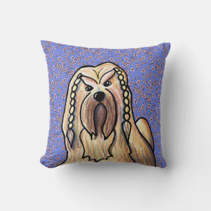 Lhasa Apso Spring Garden Flag Throw Pillow