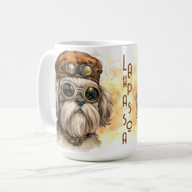 Lhasa Apso Steampunk Dog Coffee Mug (Front Left)