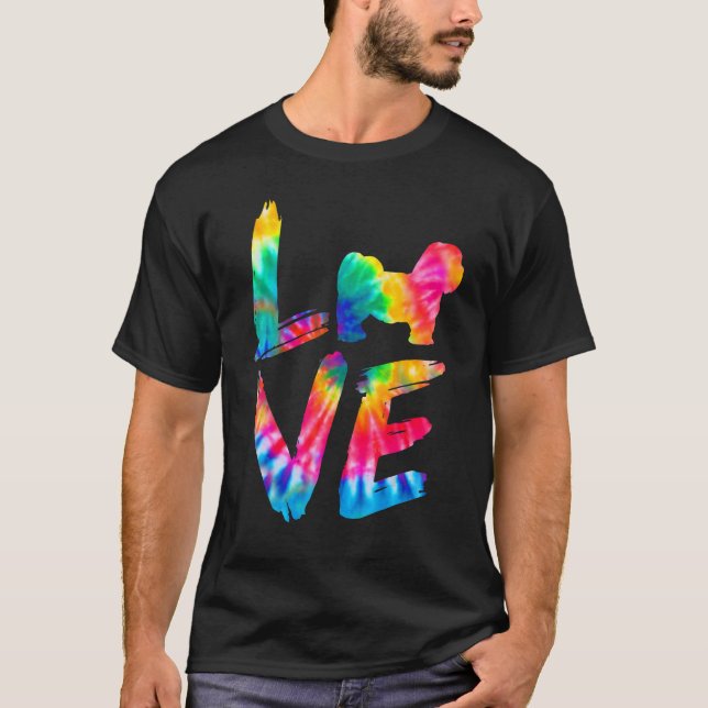 Lhasa Apso Tie Dye Love Dog Mom Dad T-Shirt (Front)