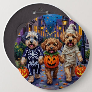 Lhasa Apso Trick-or-Treating In Halloween Costumes 6 Inch Round Button
