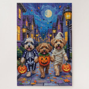 Lhasa Apso Trick-or-Treating In Halloween Costumes Jigsaw Puzzle