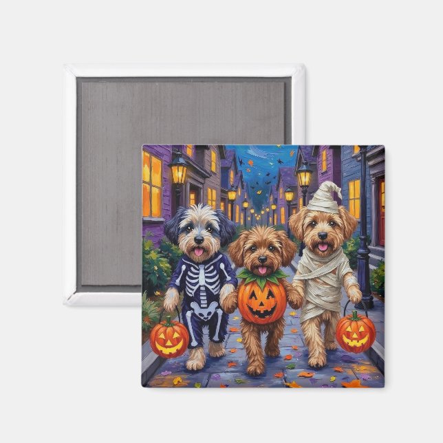Lhasa Apso Trick-or-Treating In Halloween Costumes Magnet (Front/Back)