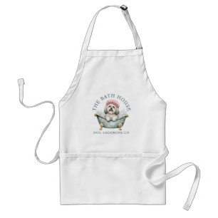 Lhasa Apso White Dog Grooming Apron   Standard