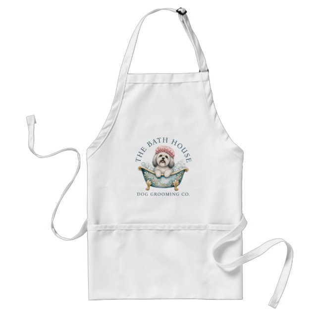 Lhasa Apso White Dog Grooming Apron | Standard (Front)