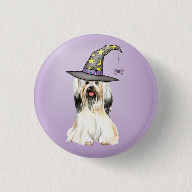 Lhasa Apso Witch Pinback Button (Front)