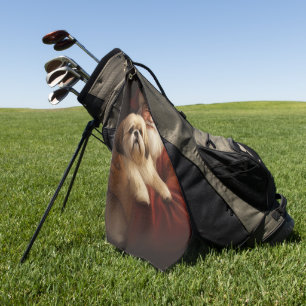 Lhasa Apso With Santa Claus Festive Christmas  Golf Towel