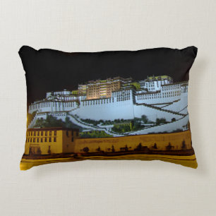 Lhasa & Potala Palace at night, Tibet (Himalayas) Accent Pillow