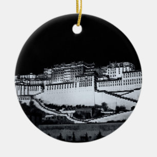 Lhasa & Potala Palace at night, Tibet (Himalayas) Ceramic Ornament