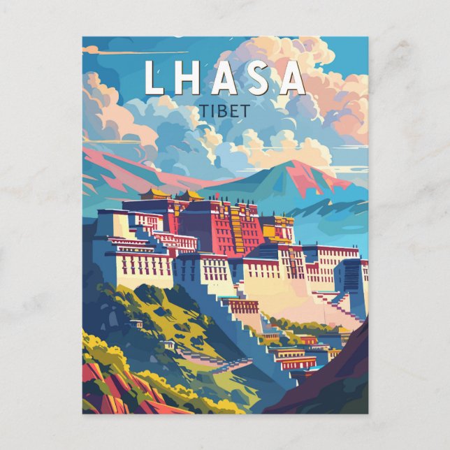 Lhasa Tibet Travel Art Vintage Postcard (Front)