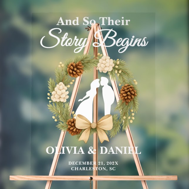 L'histoire commence Pine Greenery Wreath Mariage B (Neutre)