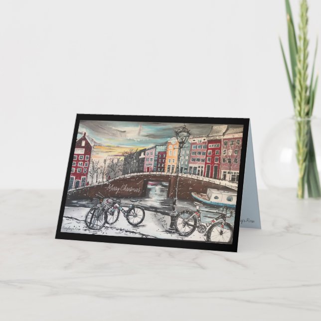 L'hiver à Amsterdam - Carte de Noël des cyclistes (Devant)