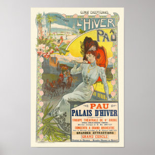 L'Hiver à Pau France Poster vintage 1900