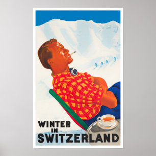 L'hiver en Suisse voyage vintage Poster