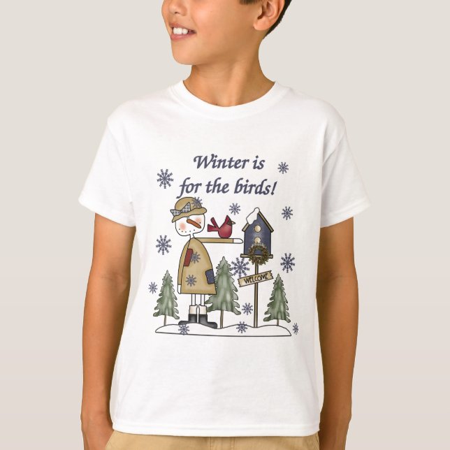 L'hiver est pour les T-shirts et cadeaux aux oisea (Devant)