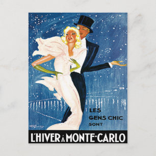 L'Hiver Monte Carlo Monaco Vintage Travel Postcard
