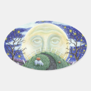 L'HOMME CITROUILLE, ART FOLK HALLOWEEN STICKERS Ov