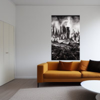 L'horreur de la ville détruite | AI Art Poster