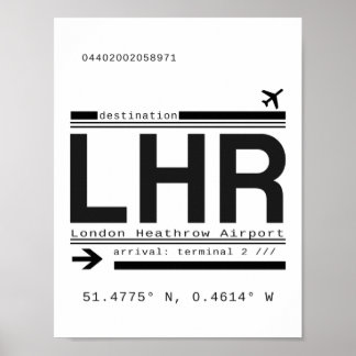 LHR London Heathrow Airport Call Letters Poster