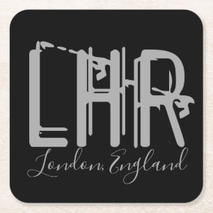LHR London Heathrow Airport Square Paper Coaster