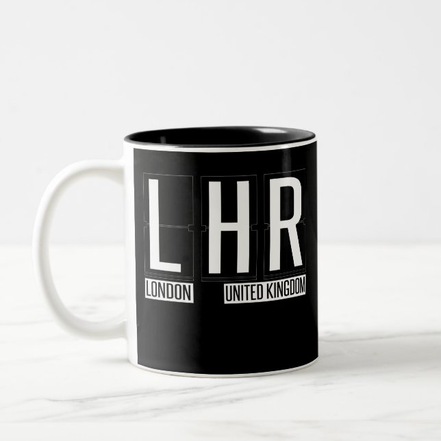 LHR - London Heathrow UK Airport Code Two-Tone Coffee Mug (Left)
