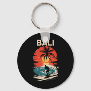 Li Beach Vibes, Fun Sunset And Surfing Retro Surf Keychain
