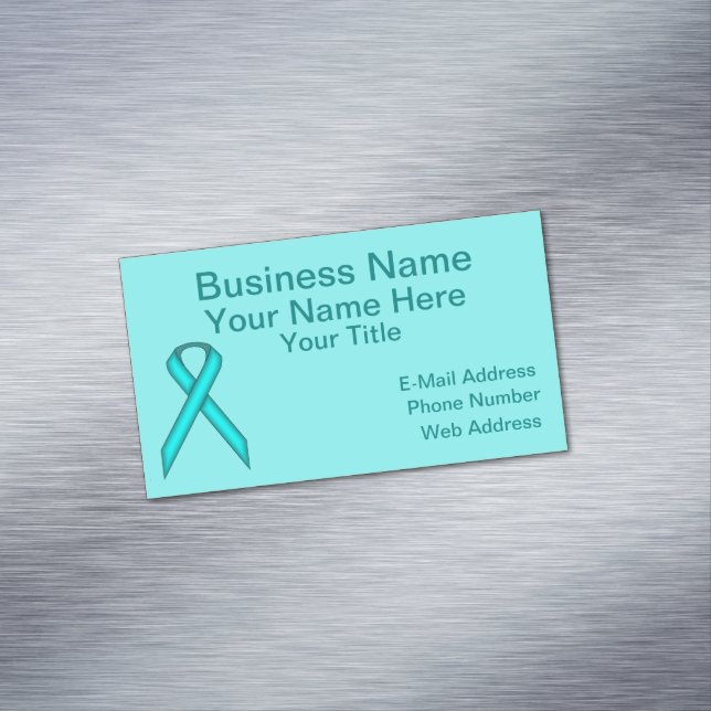 Li Blue/Teal Standard Ribbon by Kenneth Yoncich Magnetic Business Card (In Situ)