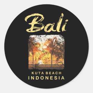 Li Kuta Beach Indonesia Vintage Surfing Men Women  Classic Round Sticker