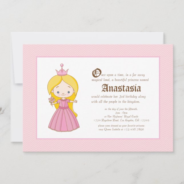 Li-l-Blonde Princess Royal Invitation d'anniversai (Devant)