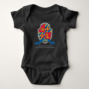 Liam name meaning crest knights shield baby bodysuit