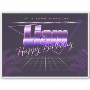 Liam Name Vorname lila retro Sticker Geburtstag