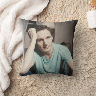 liam neeson young throw pillow