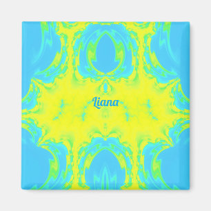 LIANA ~ Abstract Pattern ~ Yellow Blue Green ~ Magnet