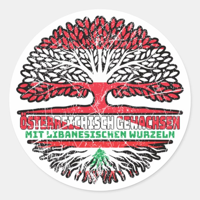 Libanon Libanesisch Österreichisch Österreich Baum Classic Round Sticker (Front)