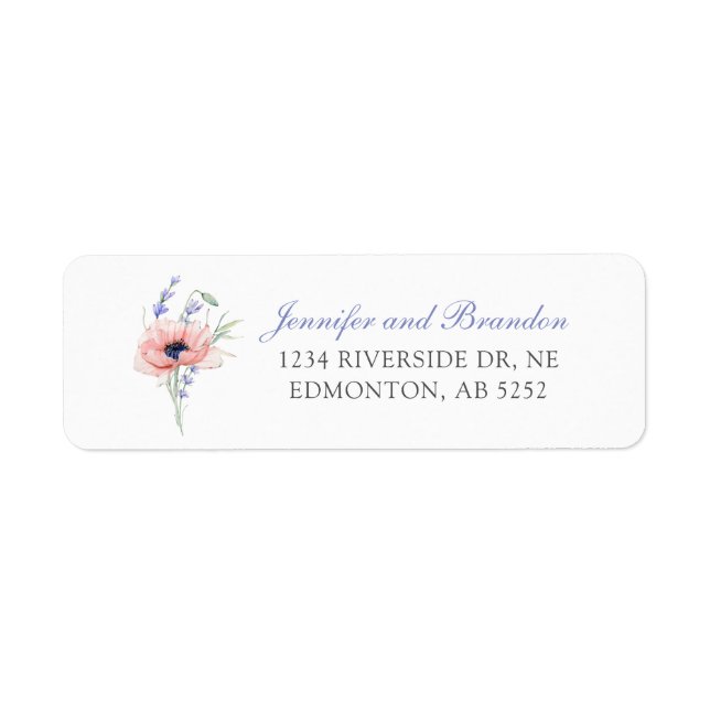Libellé d'adresse de retour Floral Custom Wedding (Devant)