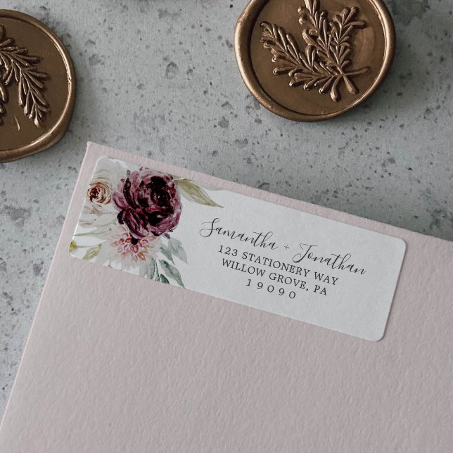 Libellé de l'adresse de retour Floral Romance (Créateur téléchargé)