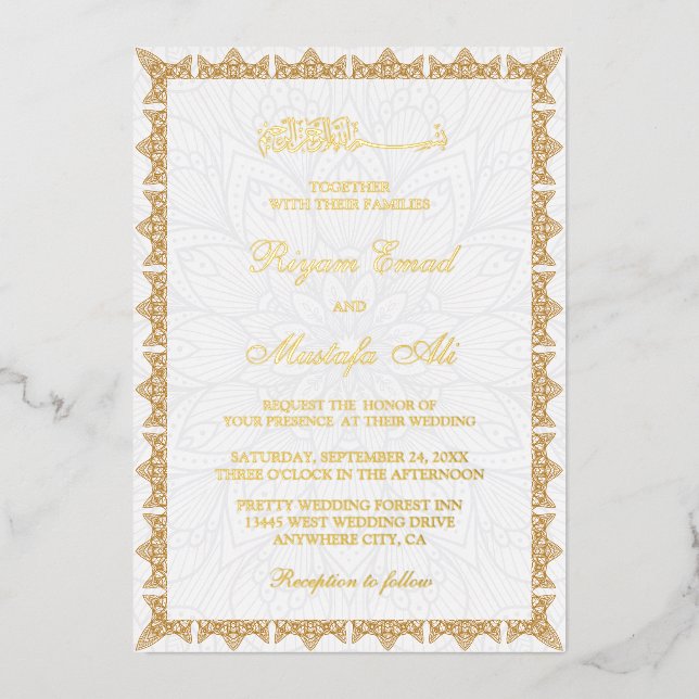 Libellé réel des invitations de mariage musulman (Recto)
