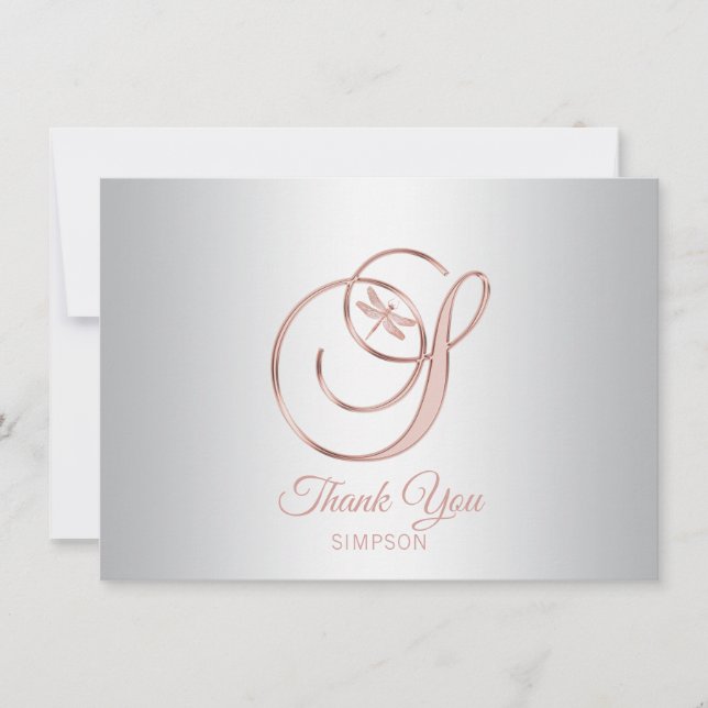 Libellule Argent Gris Rose Or Merci | S (Devant)