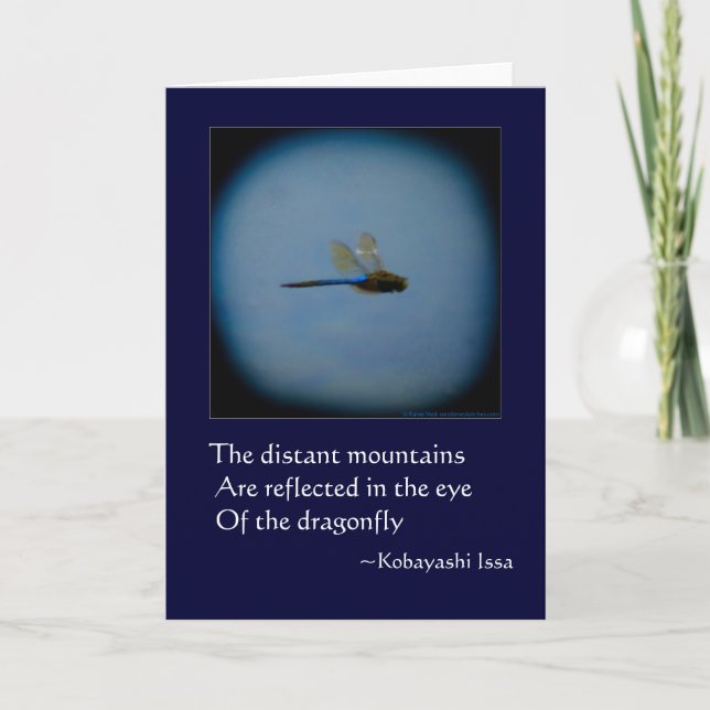 Libellule avec le blanc de Haiku ou la carte de (Devant)