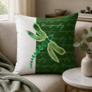Libellule Coussin décoratif vert et blanc 20"x20