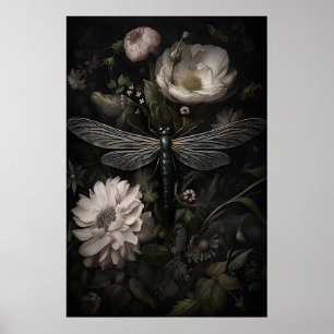 Libellule dans une impression de jardin floral som