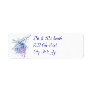 Libellule originale d'aquarelle dans bleu et mauve