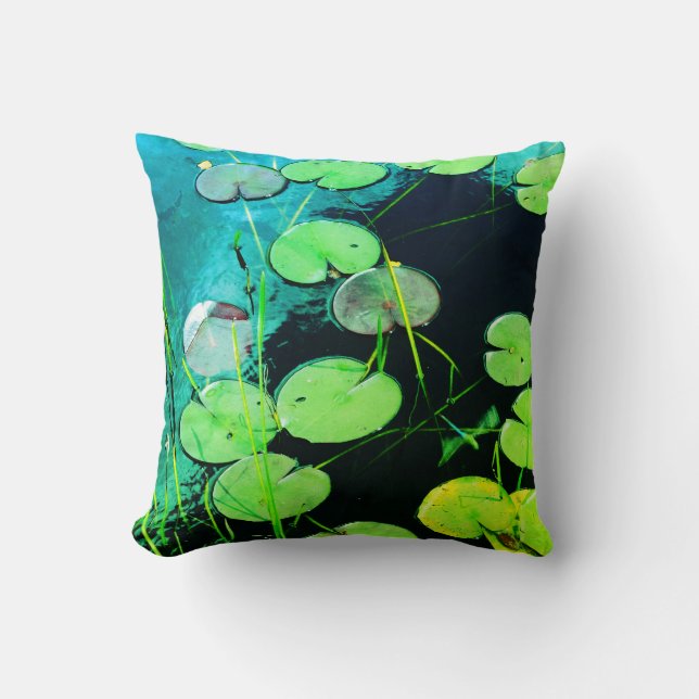 libellule turquoise bleue et verte, coussin noir (Recto)