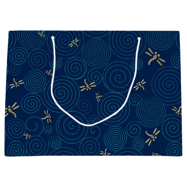 libellules dans la pluie grand sac cadeau (Devant)