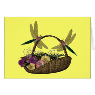 Libellules sur la carte de panier de fleur