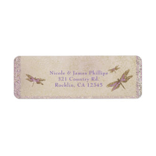 Libellules violettes et dorées Invitation libellul