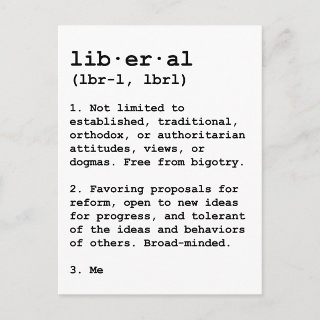 Liberal Defined Postcard (Front)
