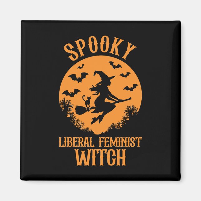Liberal Feminist Witch Feminist Vintage Halloween  Magnet (Front)