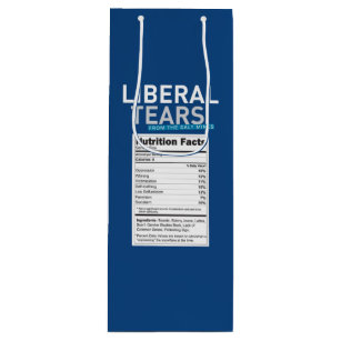LIBERAL TEARS MUG WITH FUNNY SUPPLEMENT FACTS WINE GIFT BAG