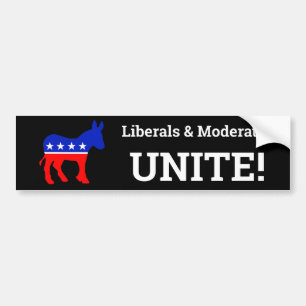 Liberals & Moderates UNITE! Bumper Sticker