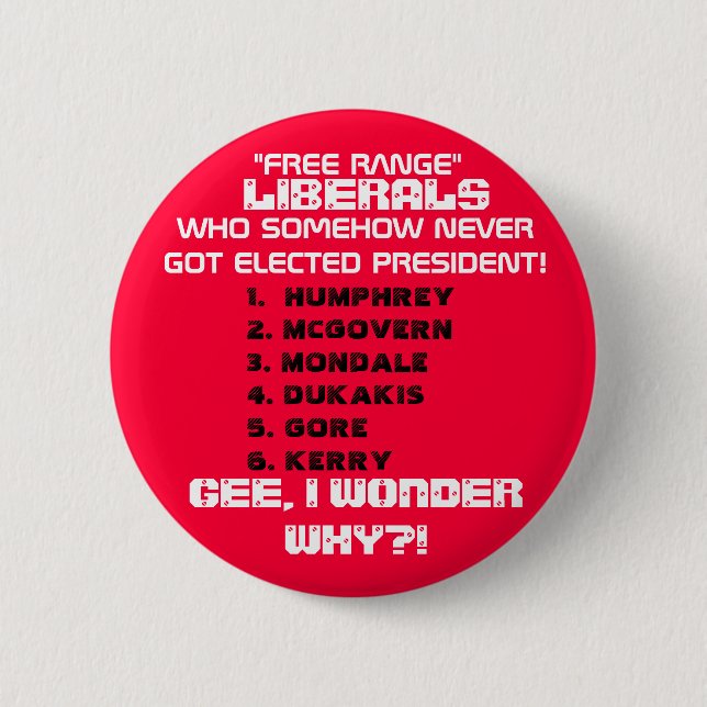 LIBERALS SOMEHOW NEVER GOT ELECTED PRESIDENT.. 2 INCH ROUND BUTTON (Front)